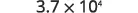 The image displays the number 3.7 multiplied by 10 to the power of 4, written as 3.7 x 10^4, in a clear, dark gray font against a white background.