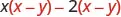The difference of two products. The product of x and x minus 7, minus the product of 2 and x minus y.