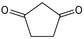 The structure of 1, 3-cyclopentanedione where two carbonyl groups constitute the C 1 and C 3 positions of the cyclopentane ring.
