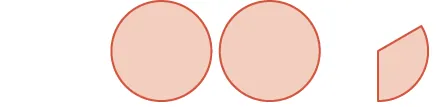 Two reddish-orange circles and a quarter-circle shape are depicted on a white background.