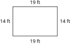 A rectangle 19 feet wide and and 14 feet tall.