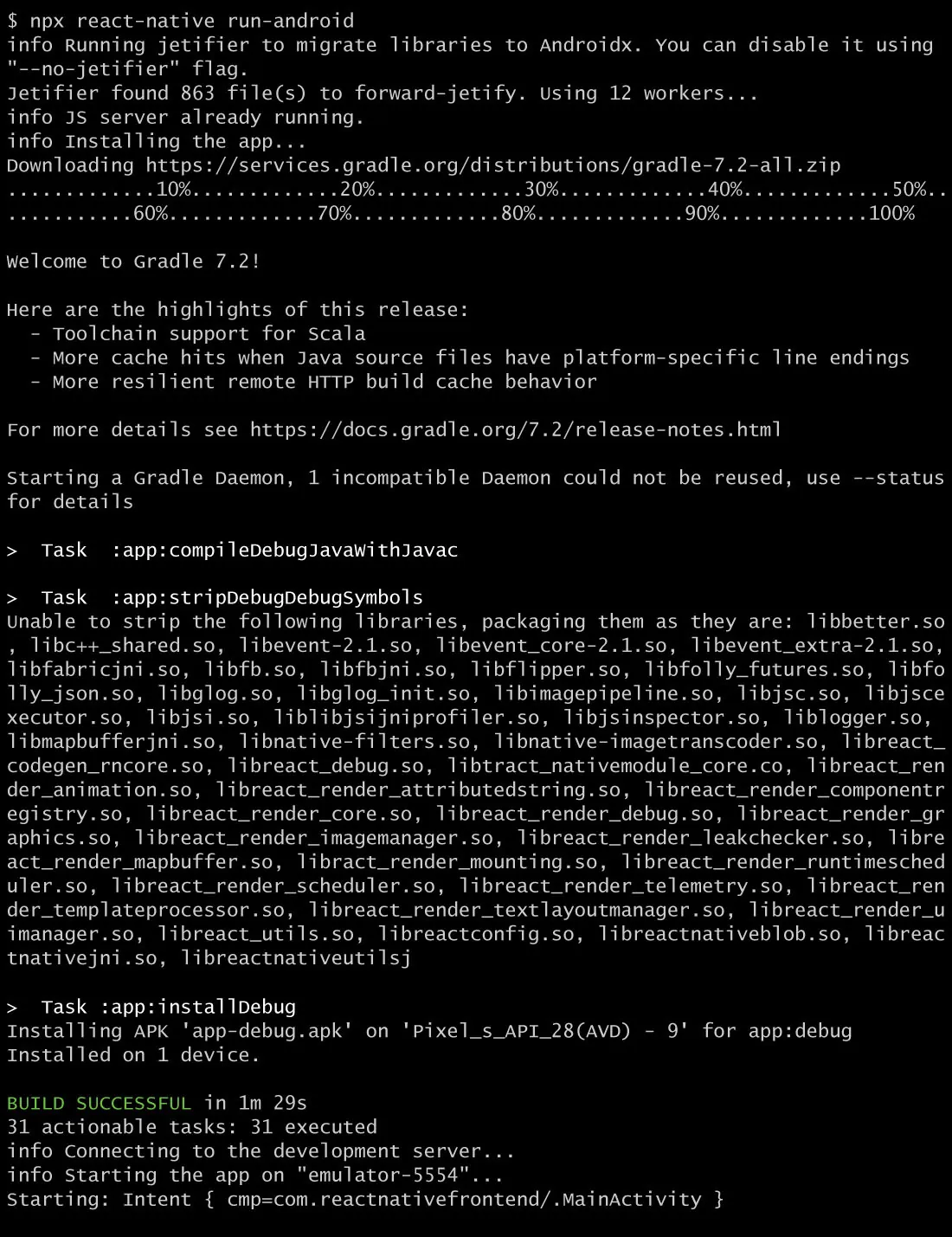 Screenshot of code.